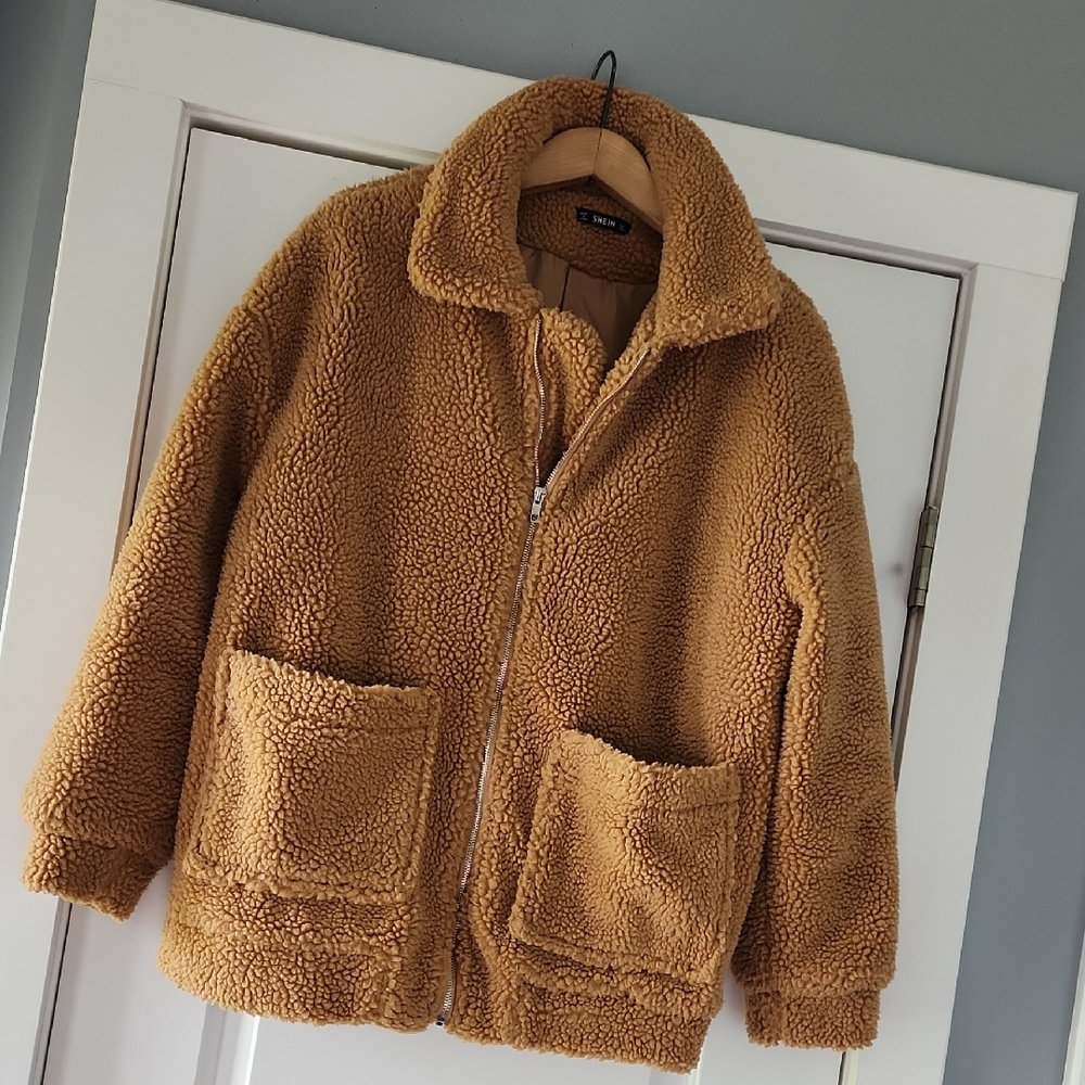 Cozy Tan Camel Sherpa Teddy Jacket